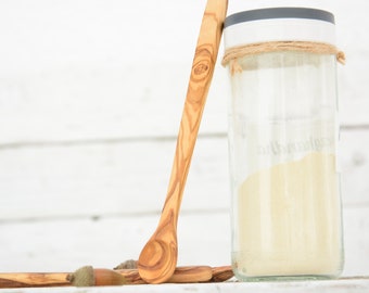 Handcrafted Wooden Spice Spoon: Rustic Long Handle Kitchen Utensil