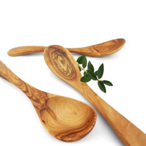 Handcarved Olive Wood Spoon Set: Kitchen Cooking Utensils, 10 inch