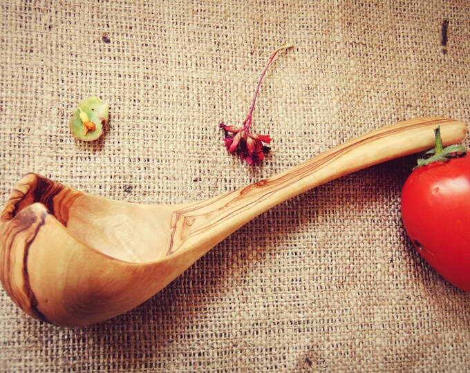 Special Curved Ladle, Hand-carved Wooden Soup Serving Cooking Ladle, Wedding Gift, Holiday Gifts