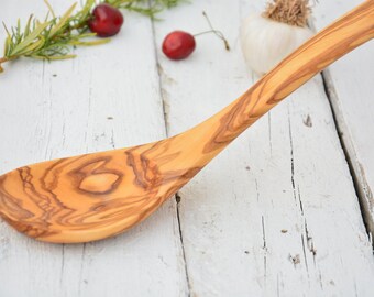 Big Cooking Spoon from Olive Wood | Cooking Serving Mixing Spoon 12.7 inches, Gift For Mom | Kitchen Cooking Utensil