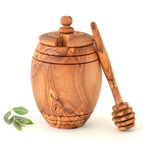 Honey Pot Jar with Honey Dipper Spoon / Rustic & Unique Wedding Gift
