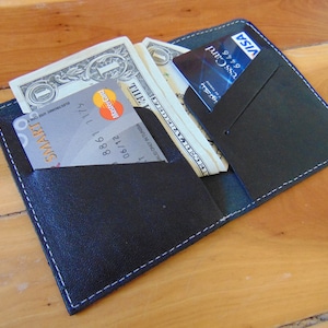 Cartera de cuero, billetera minimalista delgada de cuero negro, tarjetero, billetera de cuero para hombres, billetera de viaje para mujeres, regalo de vacaciones