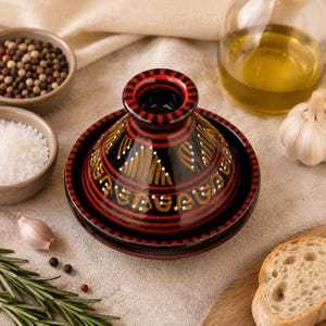 Mini Moroccan Ceramic Tagine Bowl | Handmade Decorative Spice Dish | Olive Bowl | Mediterranean Serving Dish | Tiny Pottery Gift