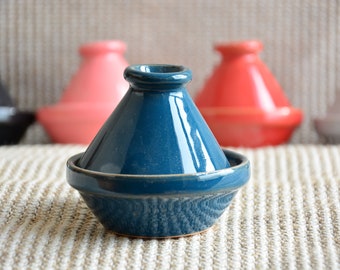 Blue Sea Handpainted Ceramic Clay Tagine, Lead Free Morrocan Style Minimalist Tagine, Spice Holder