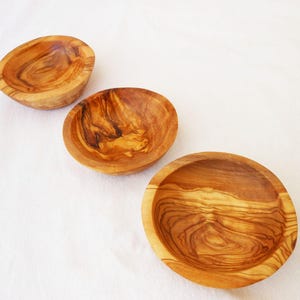 Olive Wood Small Tiny Rounded Bowl Set 2.5 Inch / Wooden Serving Candy Walnut Bowl Dish / Wedding Gift, Christmas Gift
