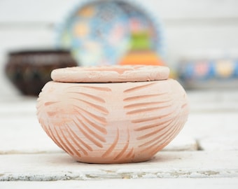 Moroccan Ceramic Ashtray: Unpainted Clay Berber Design