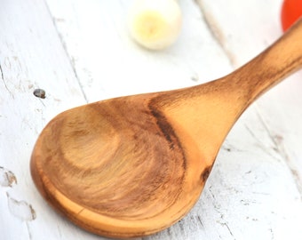 Wooden Wood Spoon, Big Cooking Spoon | Cooking Serving Mixing Spoon 12.5 inches, Gift For Mom | Kitchen Cooking Utensil #013
