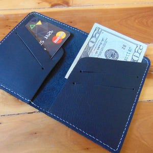 Leren portemonnee, zwart lederen minimalistische slanke portemonnee creditcardhouder, leren portemonnee voor mannen, damesreisportemonnee, vakantiecadeau