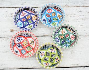 Moroccan Style Handpainted Small Tiny Ceramic Bowl / Terracotta Small Clay Bowl Plate / Cereal Salad Bowls / Spice Pottery Bowl