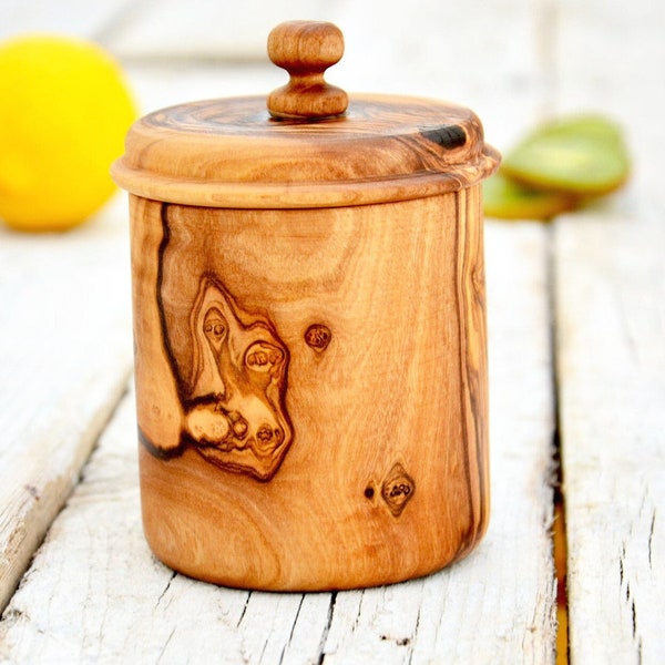 Spice Box Container Canister Bowl, Salt, Sugar, Pepper, Coffee, Tea Box, Olive Wood boxes, Wedding gift