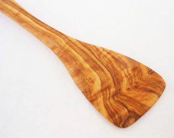 Olive Wood Large Spatula 14 Inch /  Handmade Carved Wooden Rustic Kitchen Spatula