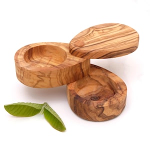 Handmade Olive Wood Rotating Spice Box: Egg-Shaped Kitchen Storage