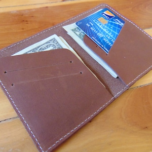 Cartera de cuero, billetera delgada de cuero marrón con bolsillo frontal, tarjetero, billetera de cuero de vaca para hombres, billetera de viaje con múltiples tarjetas