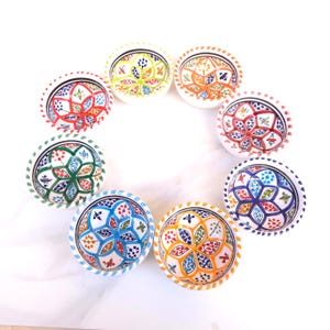 Moroccan Ceramic Bowl Handpainted, Small Multicolor Pottery (3.8 Inch Diameter, Terracotta, Oven & Microwave Safe), anniversary gift