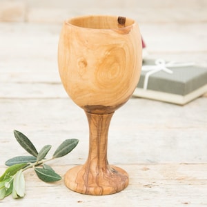 Rustic Olive Wood Goblet: Natural Wooden Cup, Communion Cup