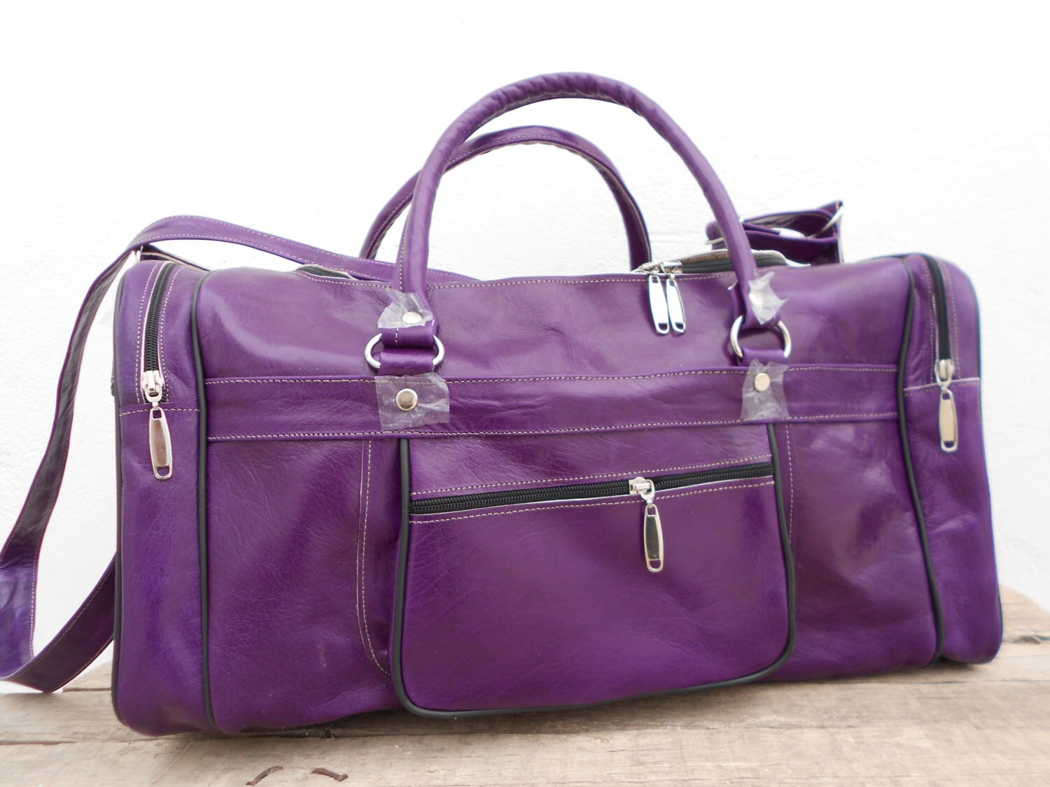 Mauve Purple Violet Leather Duffel Gym Luggage Bag for Women Etsy
