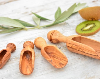 Olivewood Spice Scoop Set –  Kitchen Utensils (Set of 4)
