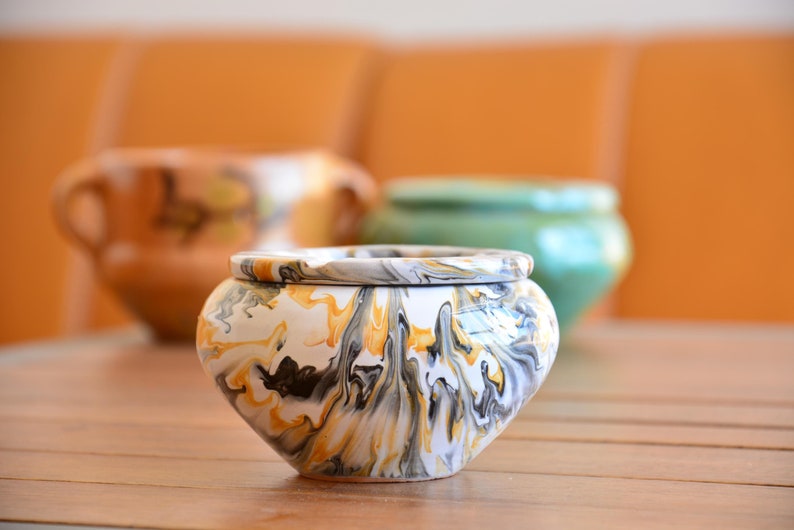 handmade clay ashtray marble design