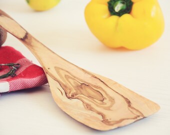 Handmade Large Wooden Spatula / Kitchen Wide Utensil for Turning and Stirring / Gift for Chef