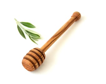 Olive Wood Honey Spoon, Handcrafted Natural Grain Server (5.5 Inch)