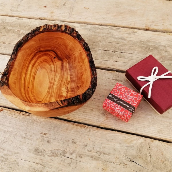 Rustic Edges Wood Salad Bowl 5.3 X 3.3 Inches, Wooden Kitchen Bowls , Wedding Gift, Mom Gift #22 / Natural Wood Bark Bowl