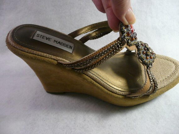 Vintage Steve Madden piedras preciosas cuña tacones tamaño 7 M | Etsy México