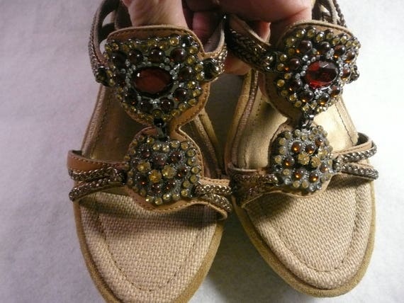 Vintage Steve Madden piedras preciosas cuña tacones tamaño 7 M | Etsy México