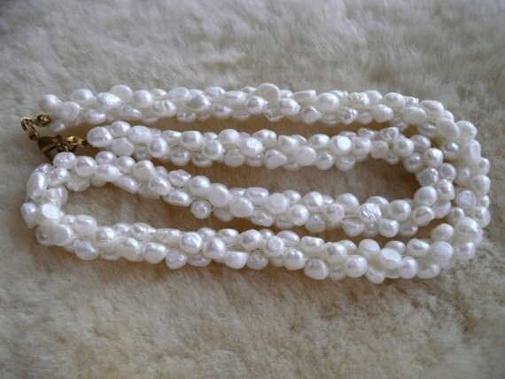 Vintage Twisted Freshwater Pearl Multi Strand Necklace - Gem