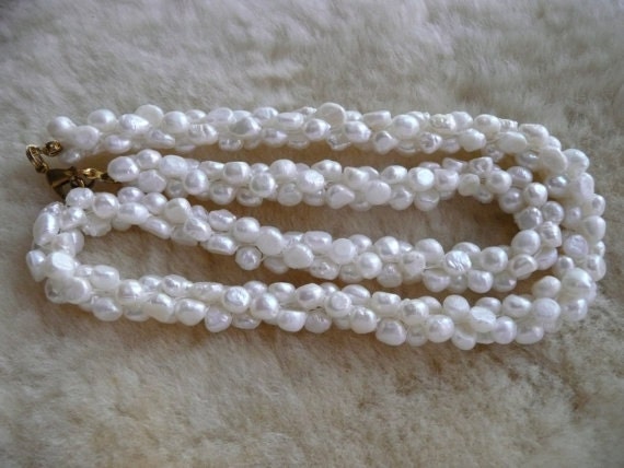 Vintage Twisted Freshwater Pearl Multi Strand Necklace Etsy