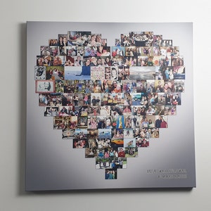 Heart Shaped Collage Canvas Print Personalised with Text