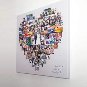 Collage Canvas Heart Shape Print up to 150 Photos Premium Hand Made in UK image 1