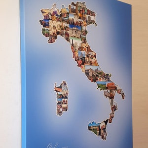 Collage fotografico a forma di paese - Mappa del paese o qualsiasi collage di forma - Collage fotografico molto grande extra large su tela