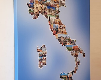 Landförmige Fotocollage - Landkartenort oder jede Formcollage - Extragroße sehr große Fotocollage auf Leinwand