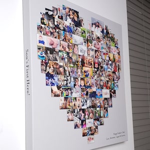 Heart Shaped Collage Canvas Father to Son Print Personalised with Text