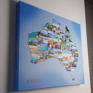 Australien Kartencollage oder jede Karten- oder Form-Fotocollage - Erstaunliche Premium-Fotocollage auf Leinwand