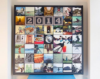 Photo Collage on Canvas - 100 INSTAGRAM Photos - Filters- Grid Photo Collage - Travel Life Family Collage- 30x30" Canvas