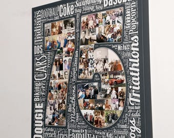 30th Birthday Photo Collage Canvas Print: Personalized Word Art Gift