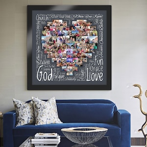 Custom Love Heart Photo Collage Print: Personalized Word Art Gift