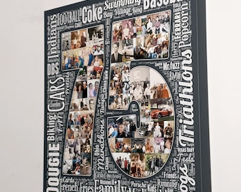 70th Birthday Photo Collage: Personalized Word Art Gift