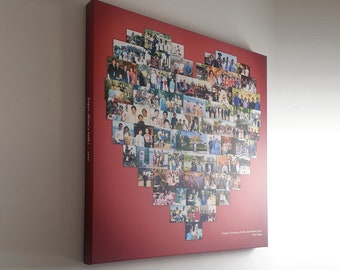 Photo Collage in a Heart Shape printed on Canvas - Premium Bespoke Custom Design