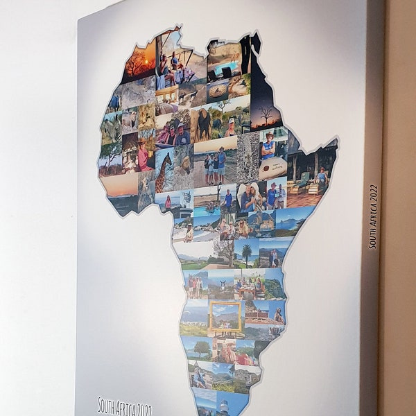 Africa Map Collage or Any Map or Shape Photo Collage - Amazing Premium Photo Collage on Canvas