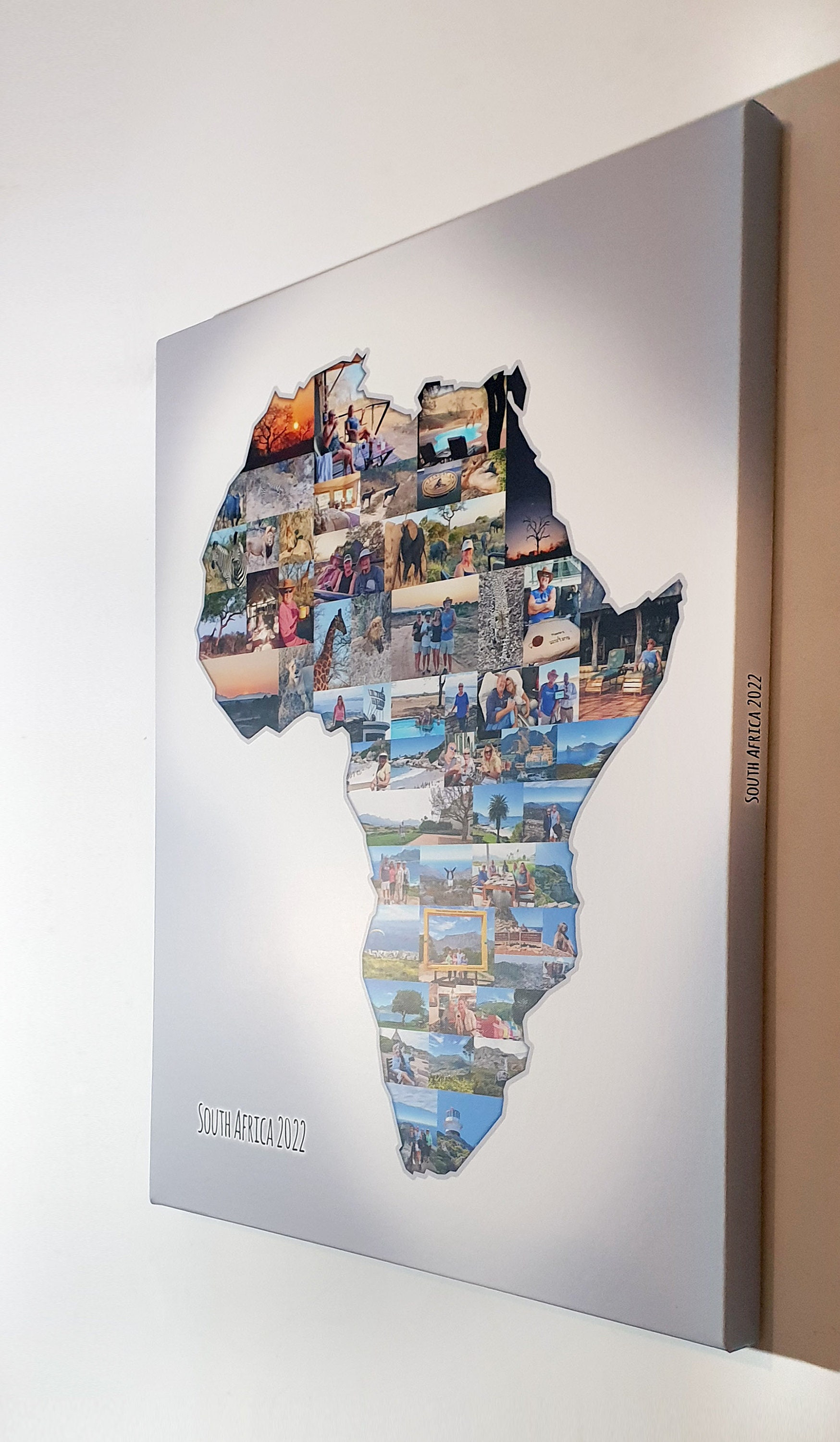 Afrika Kartencollage oder jede Karten- oder Form-Fotocollage - Erstaunliche Premium-Fotocollage auf Leinwand