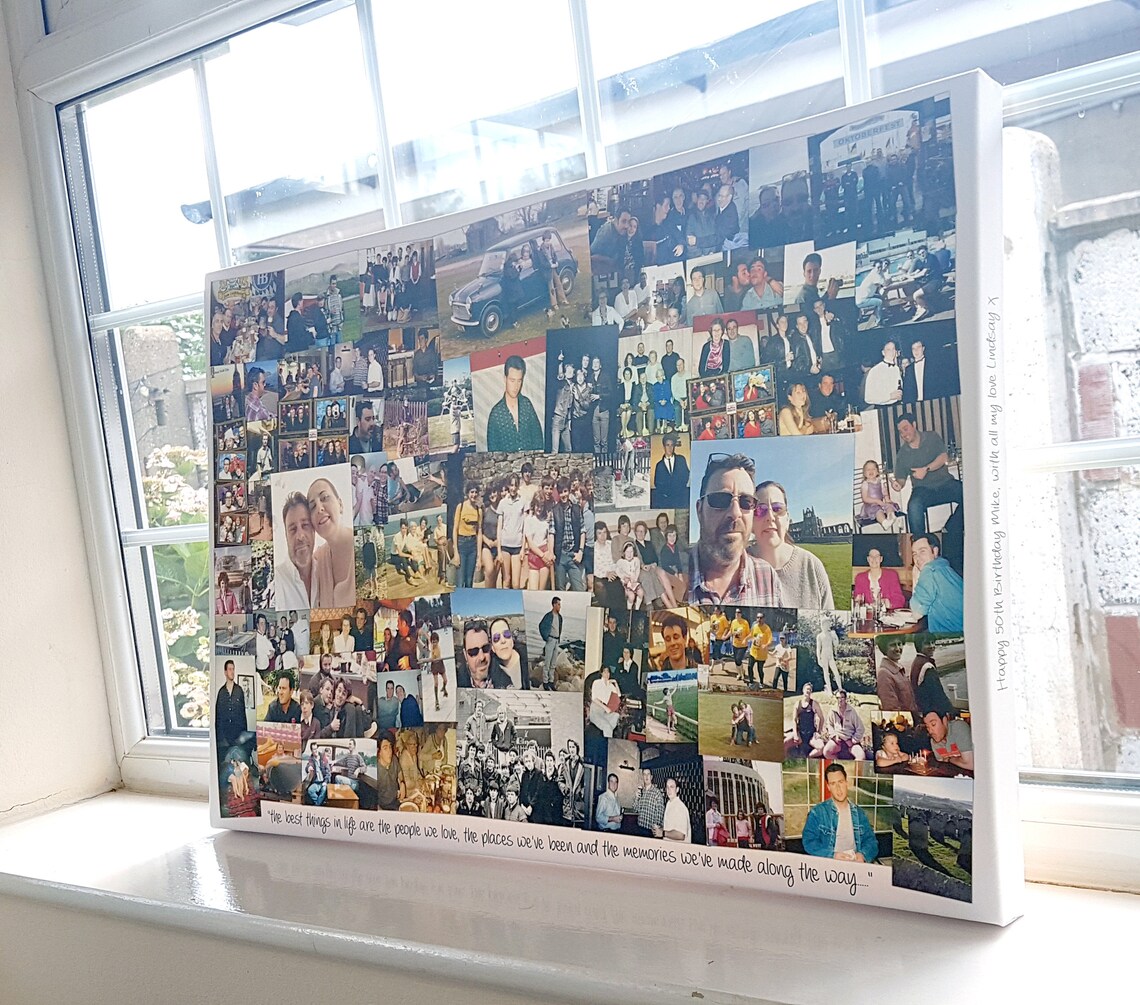 Photo Collage Canvas Print personalised With Text 20x30 Etsy UK