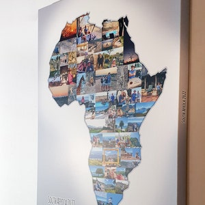 Südafrika Karte Fotocollage - 20 x 24 Zoll Leinwand - Landkarte Form Collage - Urlaubsreise Collage
