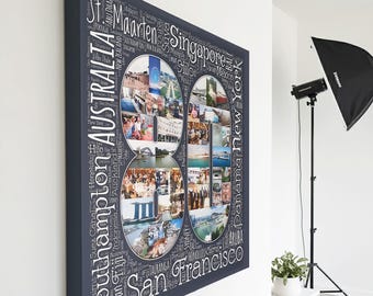 Personalized Birthday Photo Collage Canvas - Custom Word Art Gift
