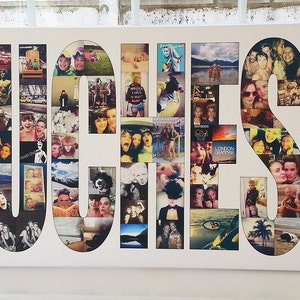 Collage de palabras y nombres 2 - 8 letras - Regalo personalizado para ella, él, regalo de cumpleaños, bautizo, graduación