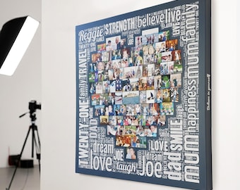Heartfelt Memories | Personalized Heart Shape Word Art Canvas Print