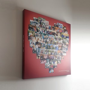 Red Heart Shaped Collage Canvas Print with Text