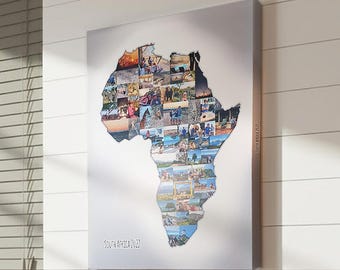 Custom Country Map Photo Collage - Personalized Canvas Print