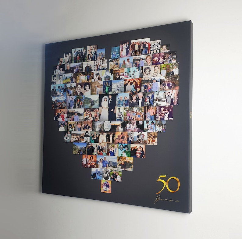 Collage Leinwand Herzform Druck bis zu 150 Fotos Premium Hand Made in UK Bild 10